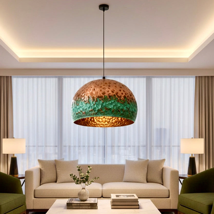 Oxidized Brass Copper Dome Light Fixture  - Ref.2702