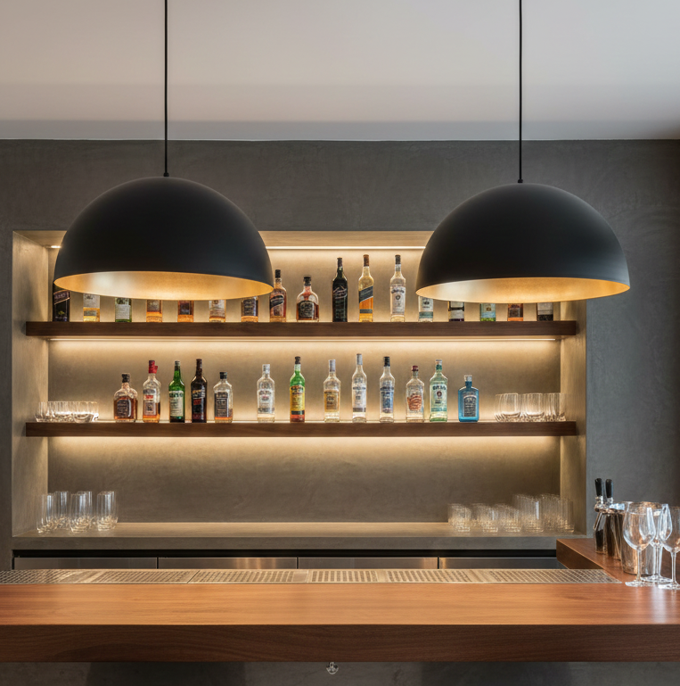 Modern Black & Gold Brass Dome Pendant Lamp - Ref.1164