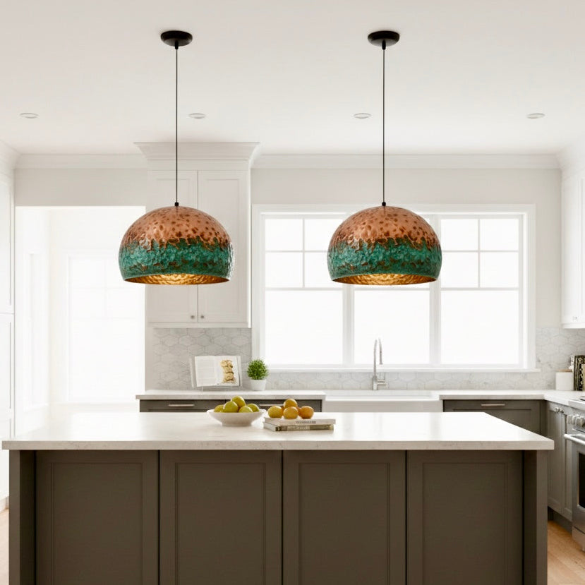 Oxidized Brass Copper Dome Light Fixture  - Ref.2702