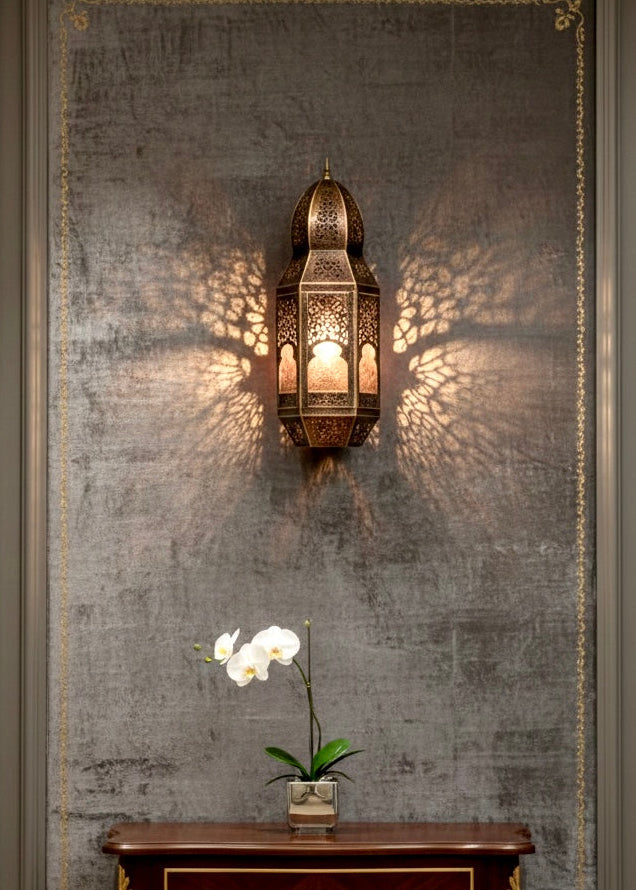 Handmade Moroccan Brass Wall Sconce | Authentic Moorish Wall Lamp