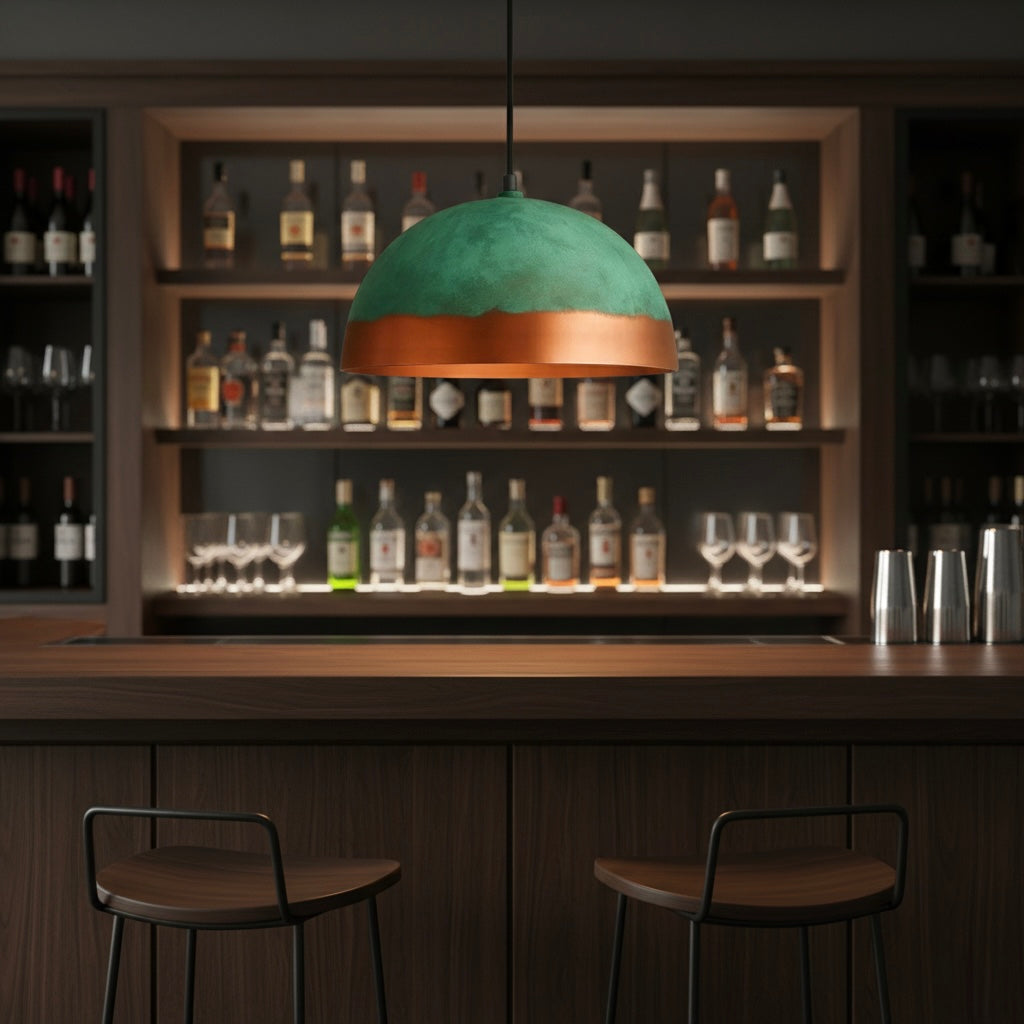 Oxidized  Copper Dome Light Fixture - Ref.1182