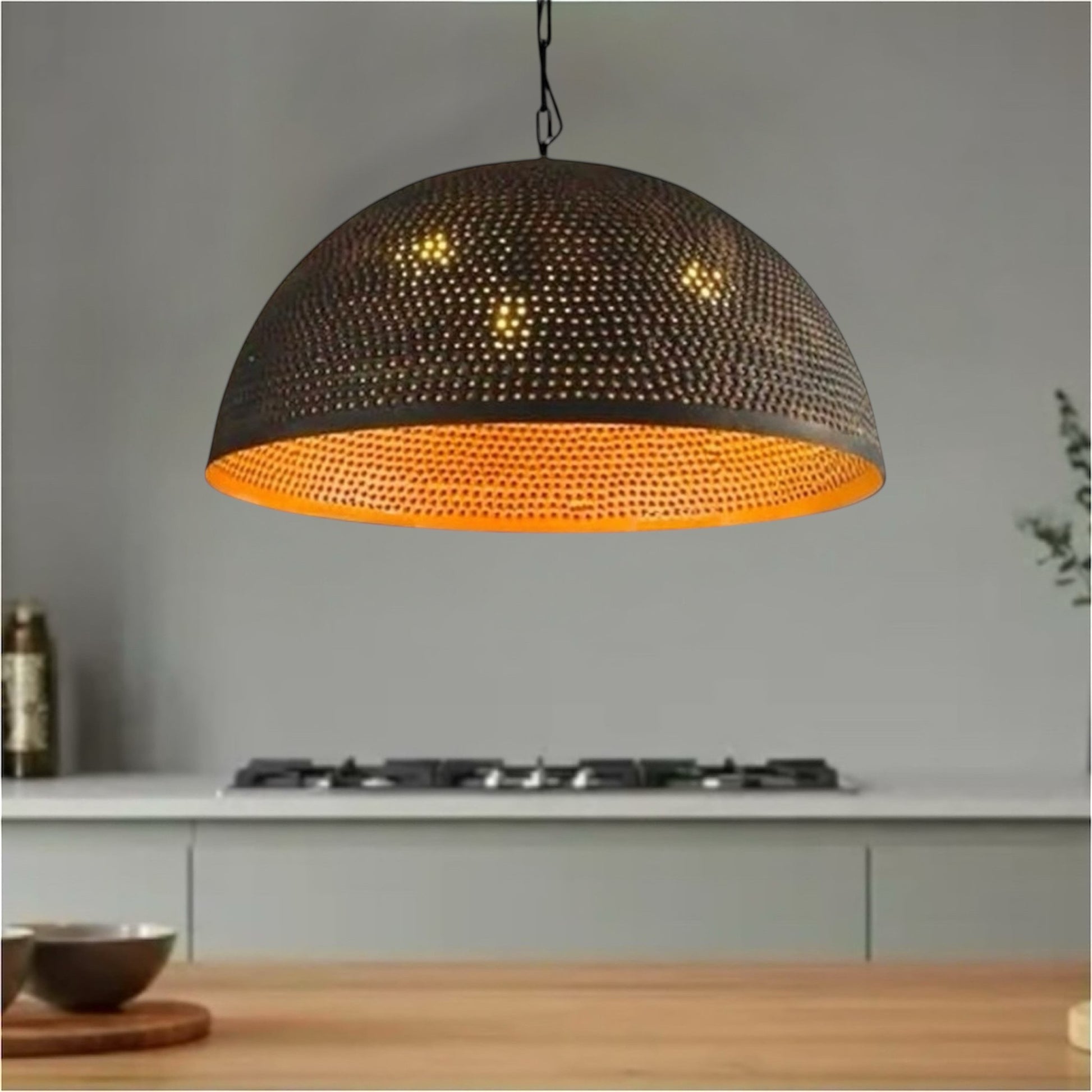 Black Dome Brass Light Fixture  - Ref.2752
