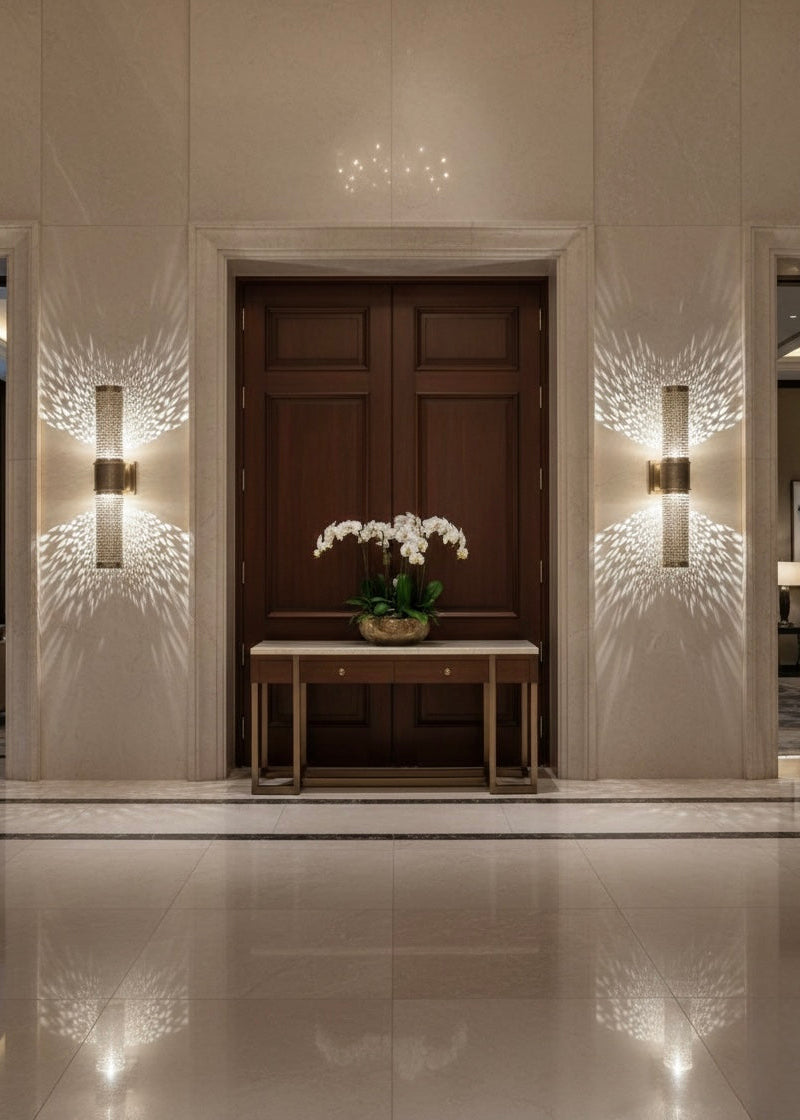 Modern Moroccan Brass Wall Light - Brass Filigree Cylinder Sconce - Ref.1785