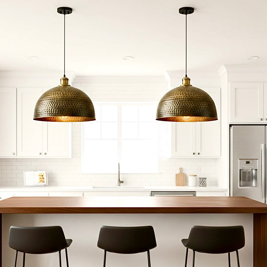 Hammered Bronze Brass Dome Light Fixture  - Ref.1766