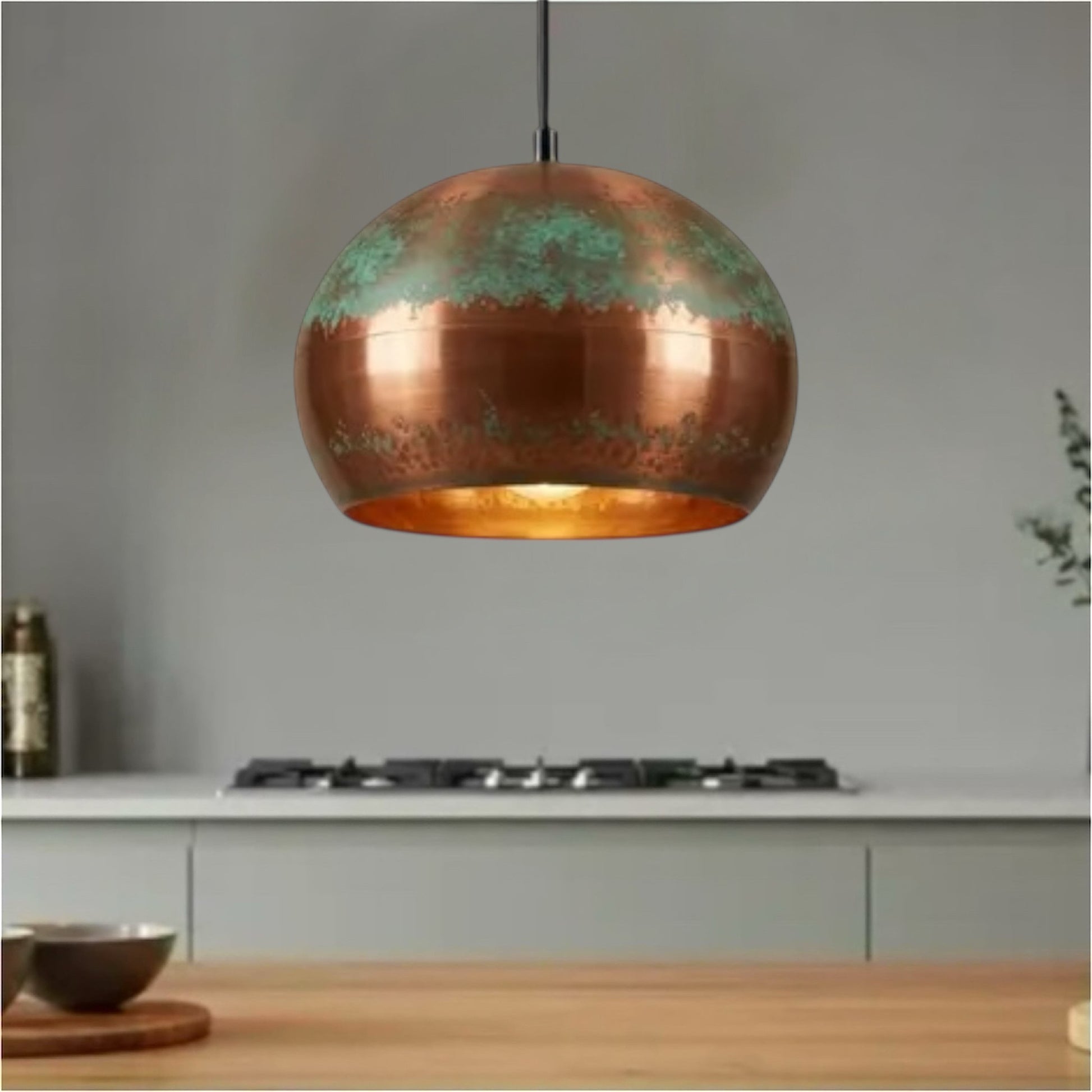 Oxidized Copper Dome Light Fixture  - Ref.2758
