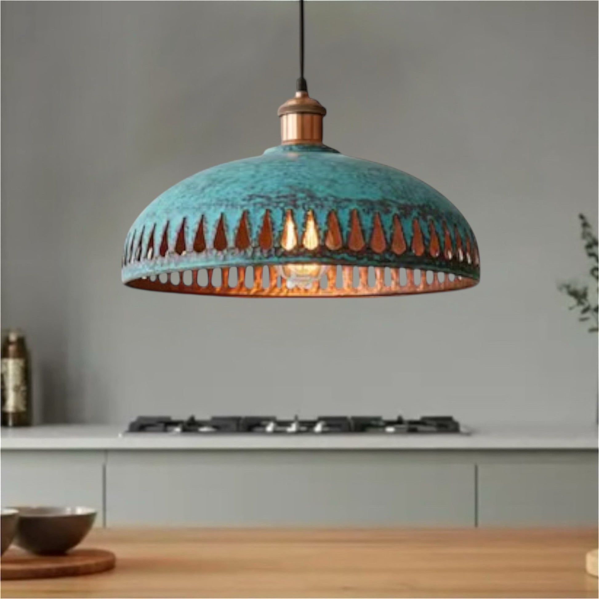 Oxidized Brass Copper Dome Light Fixture  - Ref.2754