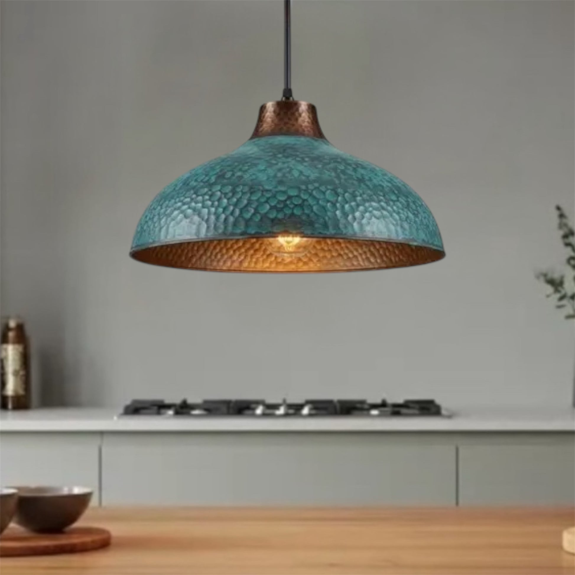 Oxidized Brass Copper Dome Light Fixture  - Ref.2768