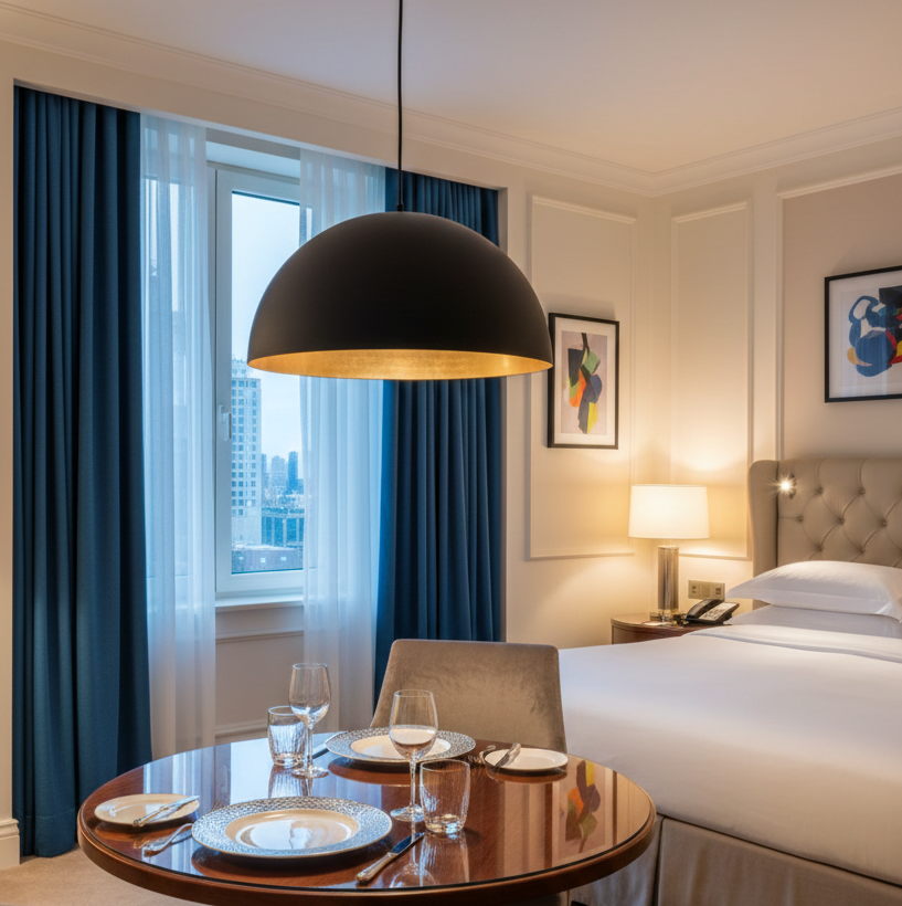 Modern Black & Gold Brass Dome Pendant Lamp - Ref.1164