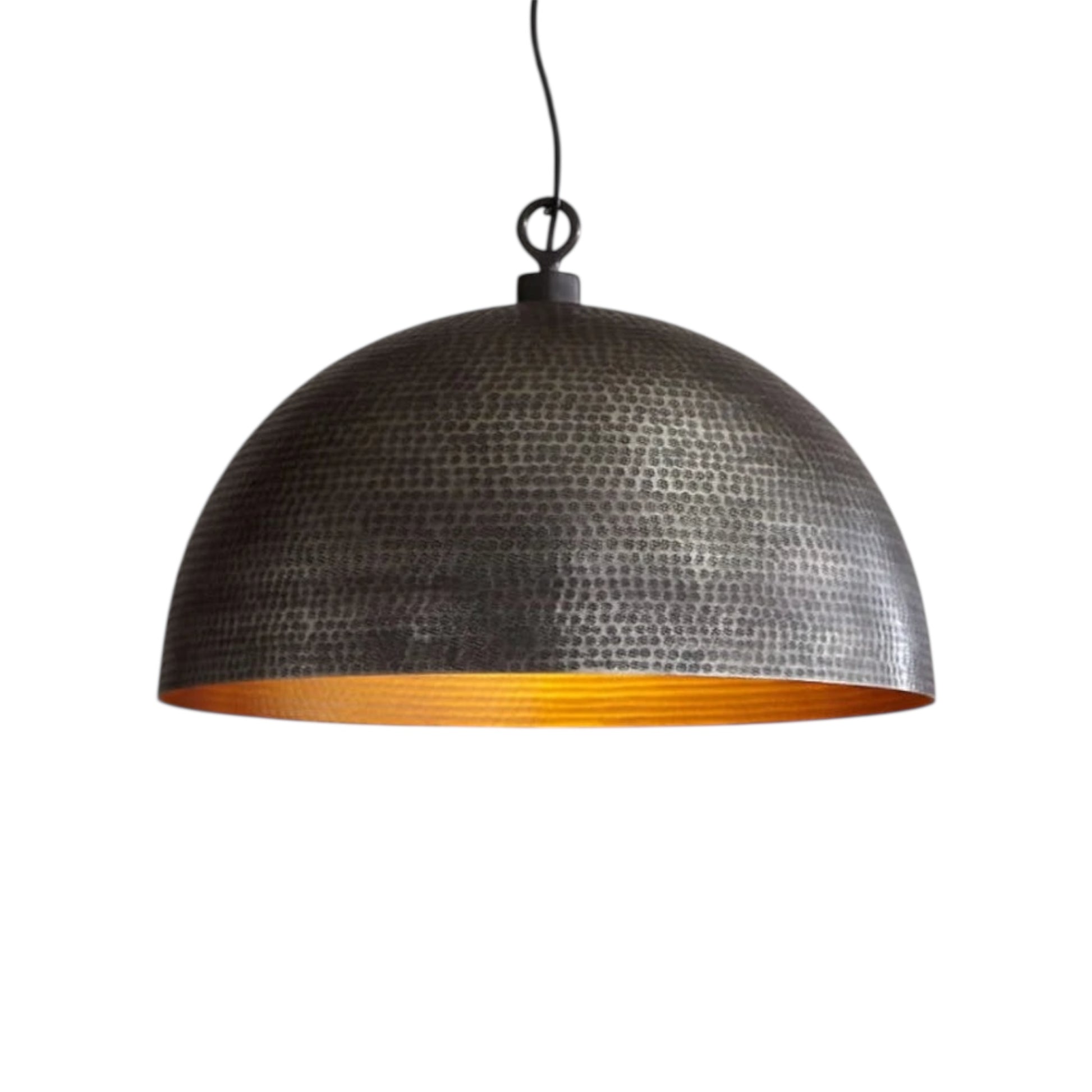 Brass Dome Ceiling Light, Hammered Black & Gold  - Ref.1164