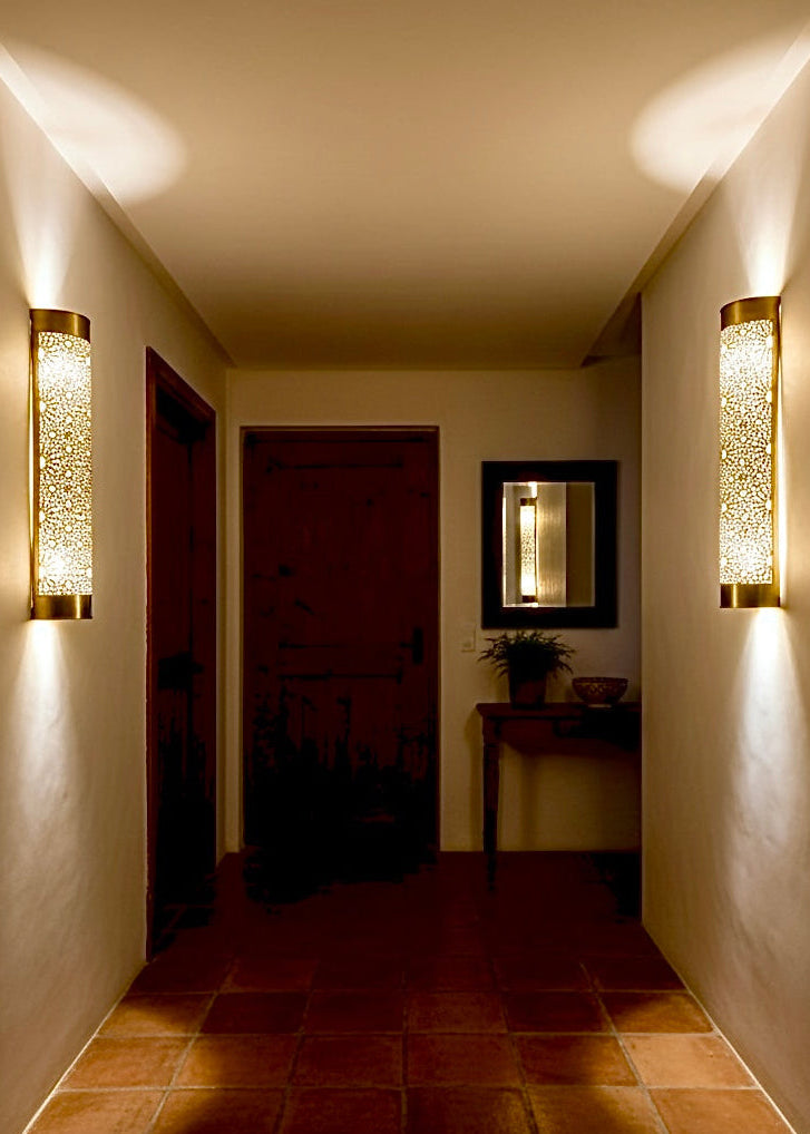 Modern Moroccan wall light fixture, 100% solid brass, handcrafted.