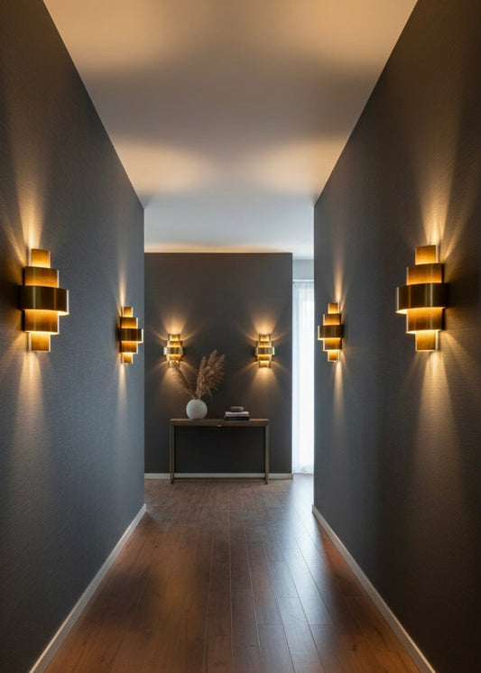 Close-up of the brushed brass texture on a handcrafted Moroccan wall light.