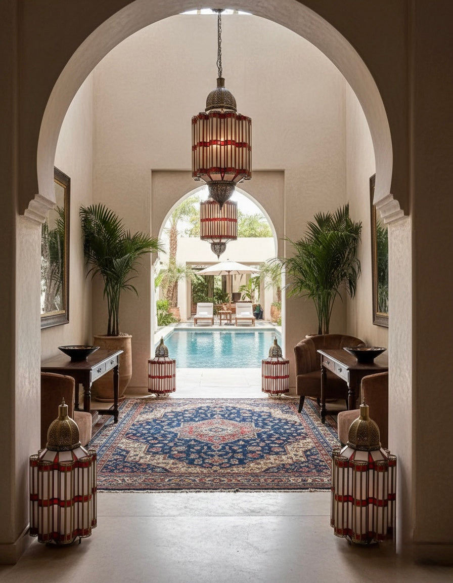 Moroccan Glass Ceiling & Floor Lamp - Ref. 1768