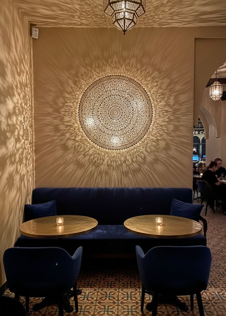 Handmade Moroccan Wall Lamp -Brass Flush Mount Lighting | Edken