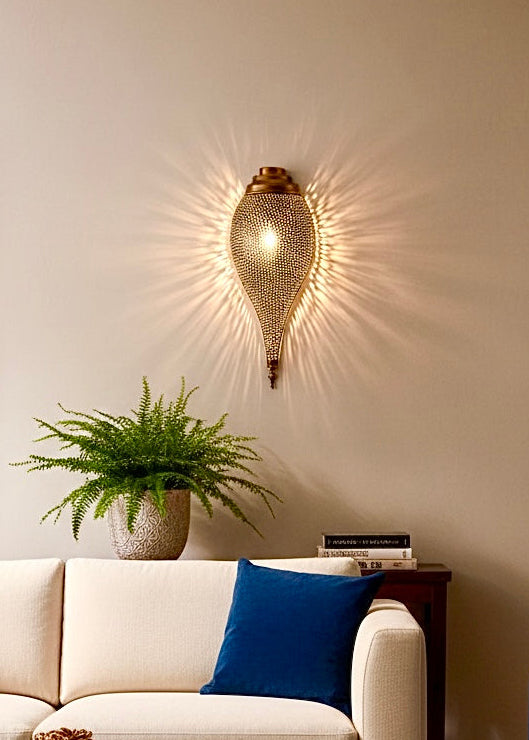 Handmade Moroccan Wall Lamp - 100% Solid Brass Sconce