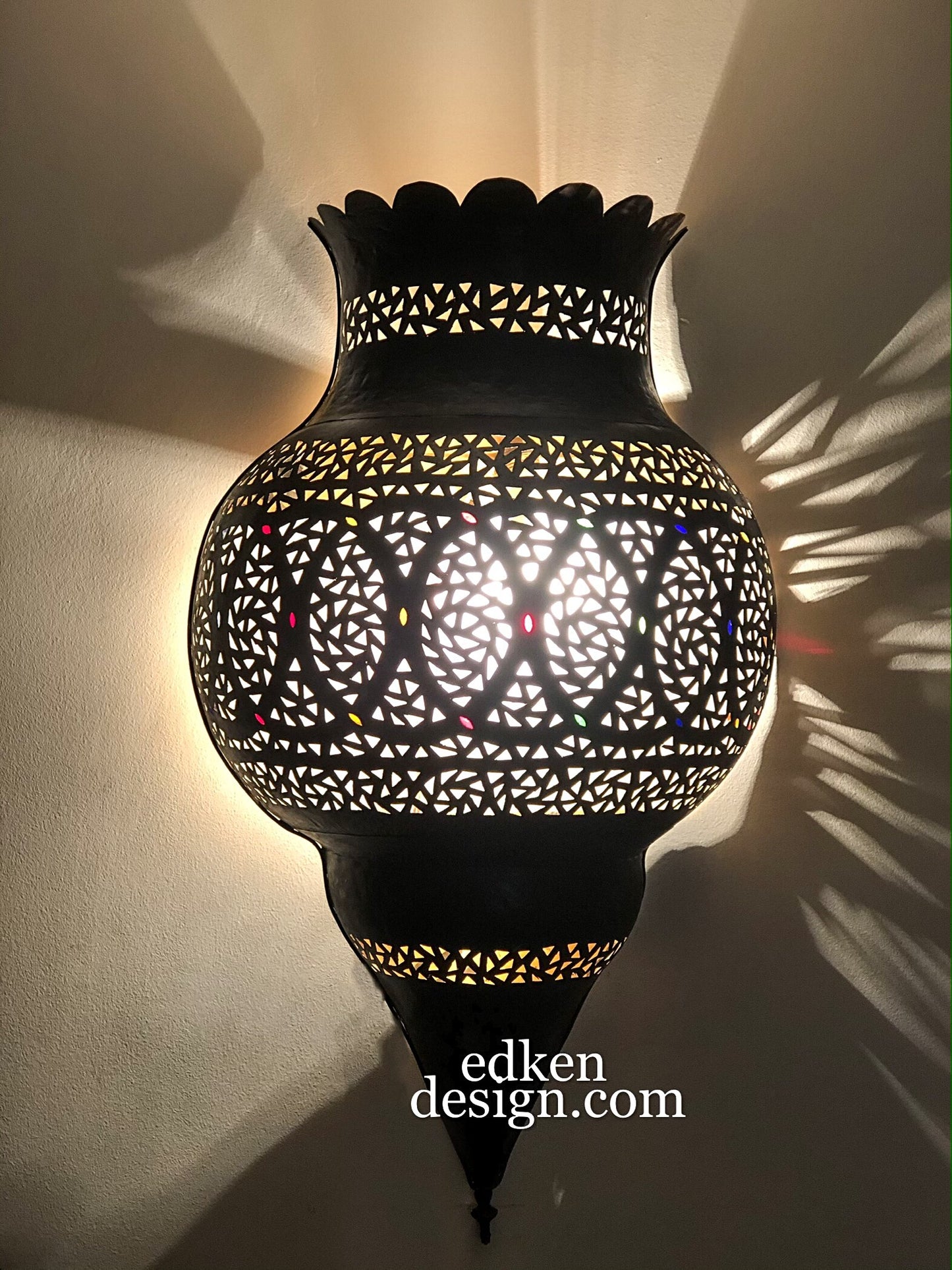 Traditional Moorish wall light made of solid brass, creates beautiful shadow patterns.