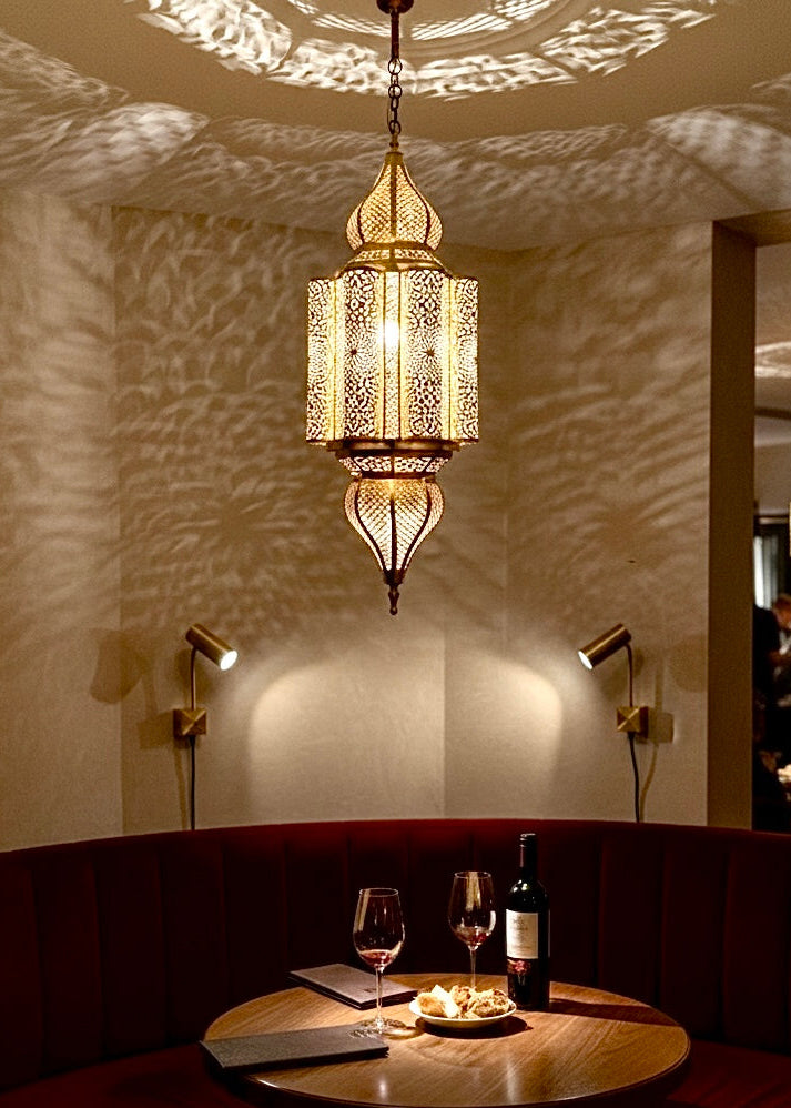Traditional Moroccan Brass Pendant Light | Authentic Hand-Etched