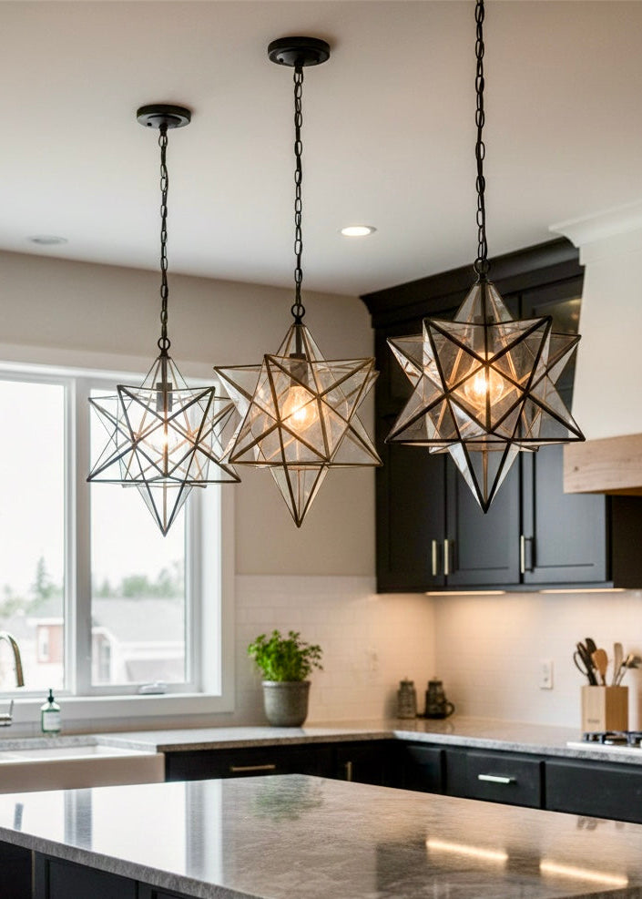 Moroccan Star Glass Ceiling Lamp - Ref. 1166