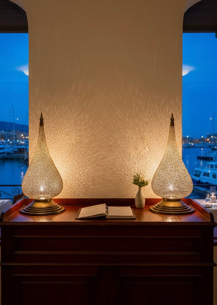 Moroccan brass lamps available at wholesale price for interior designers and retailers.