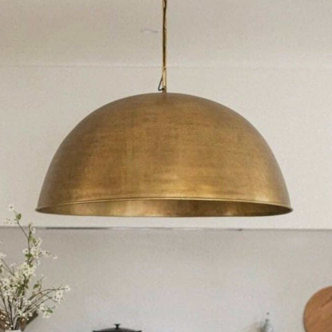 Antiqued Brass Dome Light Fixture  - Ref.1163