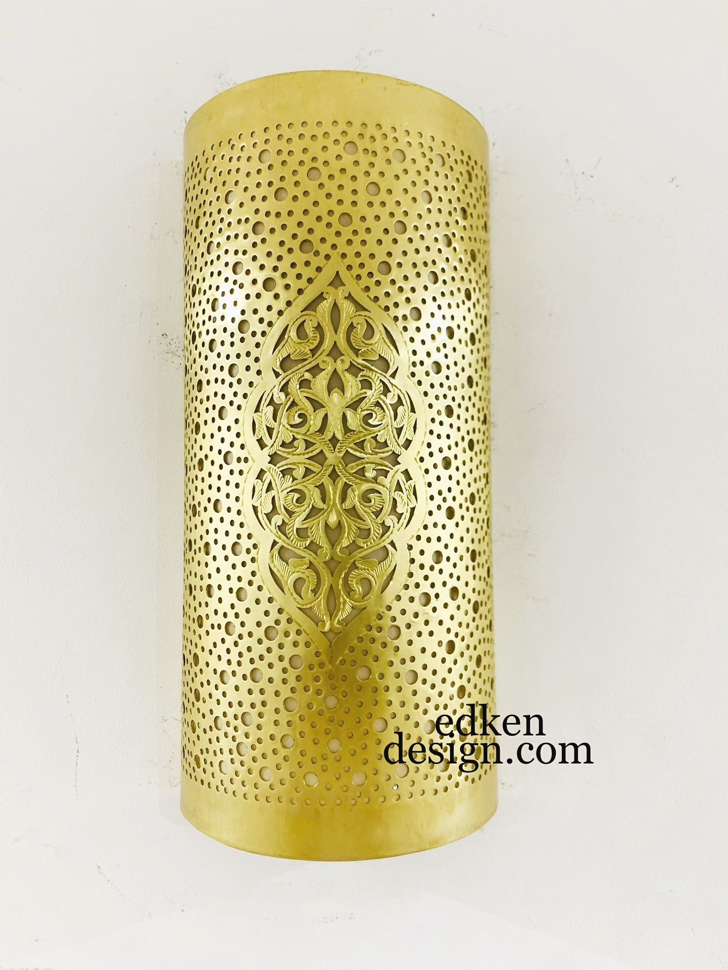 Contemporary Moroccan brass light fixture, perfect for hallway or bedroom ambient lighting.