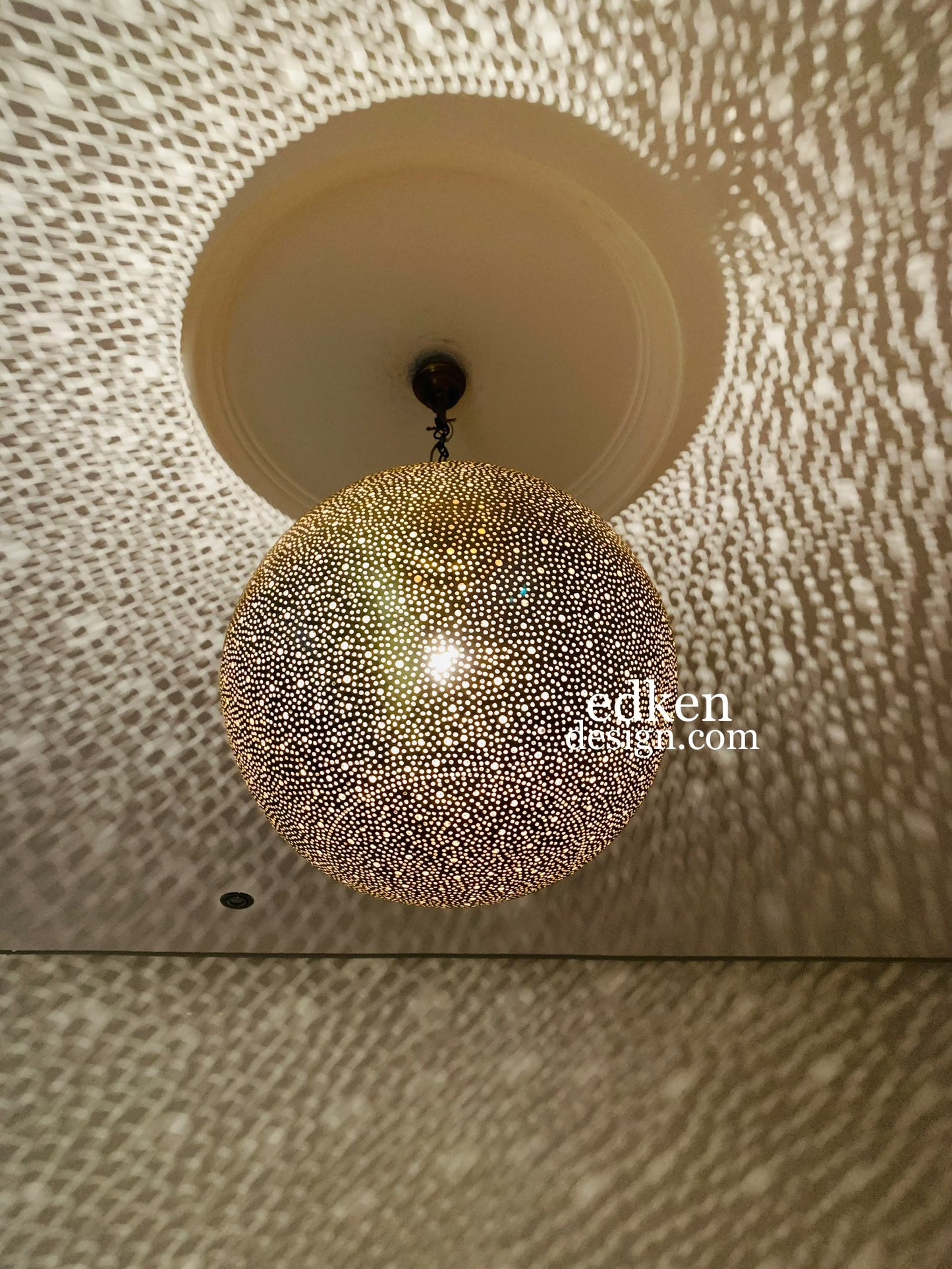 EDKEN LIGHTS - Side View Morocco Ceiling Lamp Shades Globe Shape Fixture Ball pierced Hanging Lights 