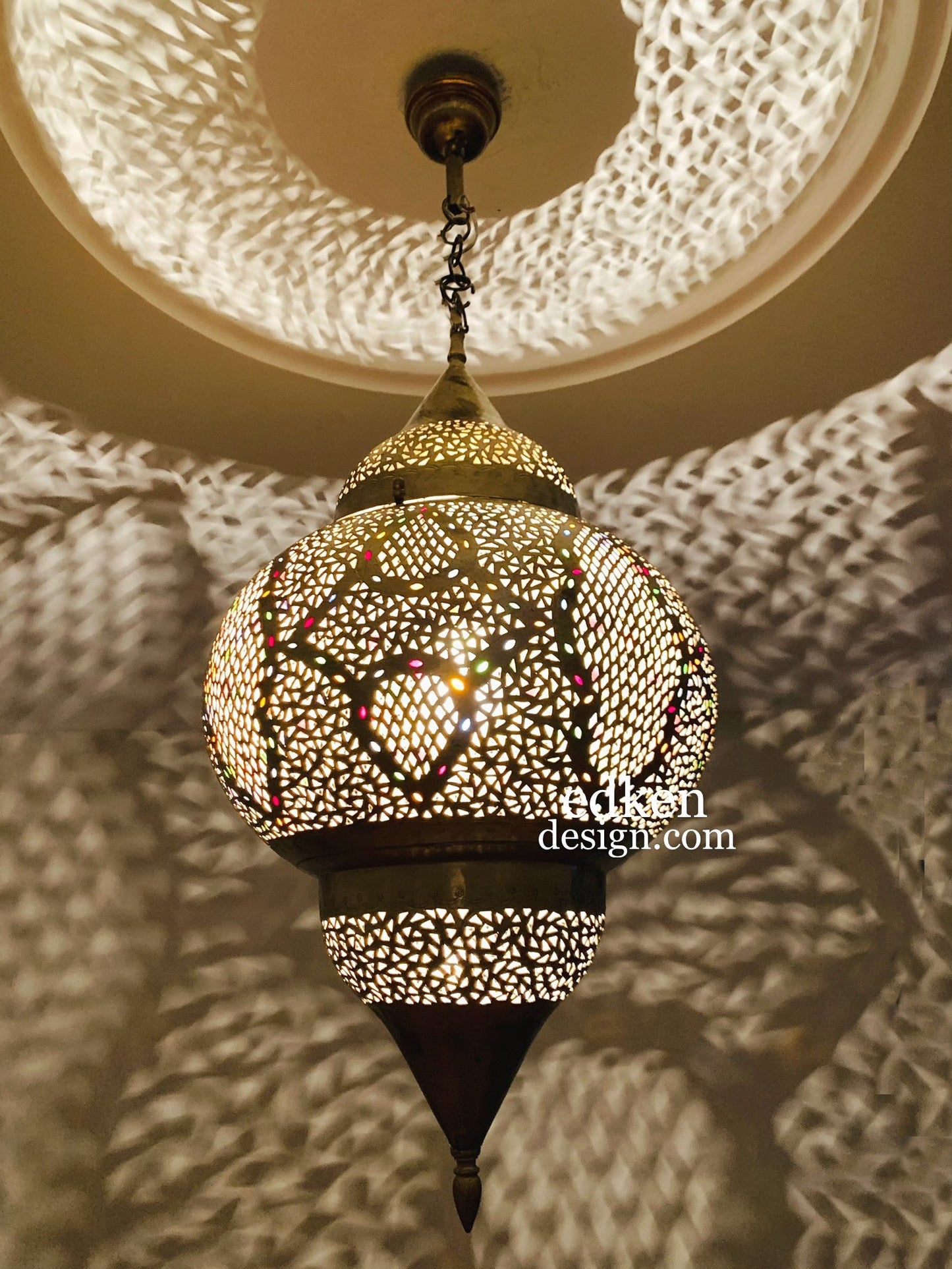 EDKEN LIGHTS - Closer view Morocco Ceiling Lamp Shades Fixture brass Morocco Chandelier
