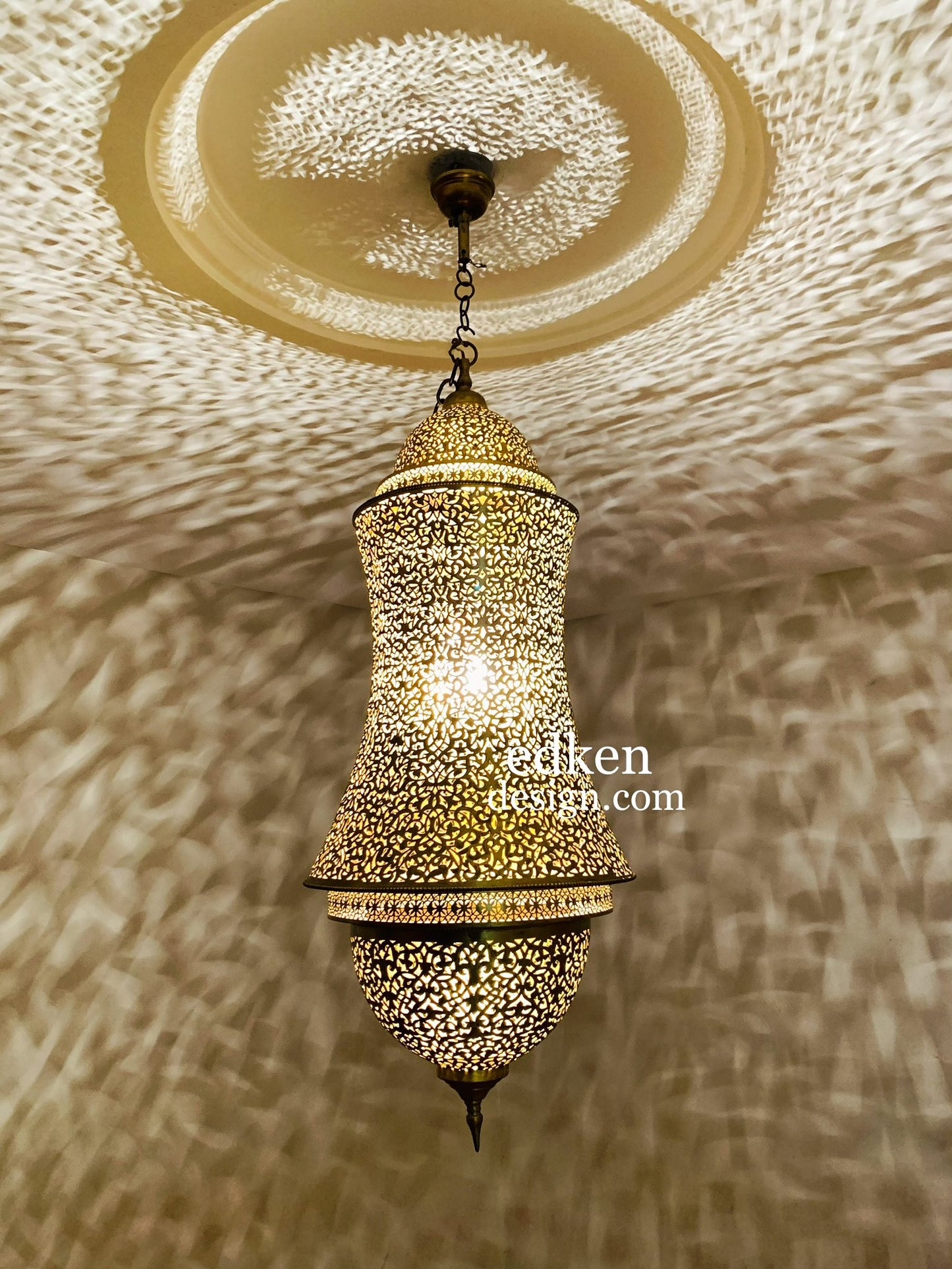 EDKEN LIGHTS - Morocco Ceiling Chandelier Large Hanging Lamp Shades Fixture Moorish Lights Handmade Brass in Morocco 