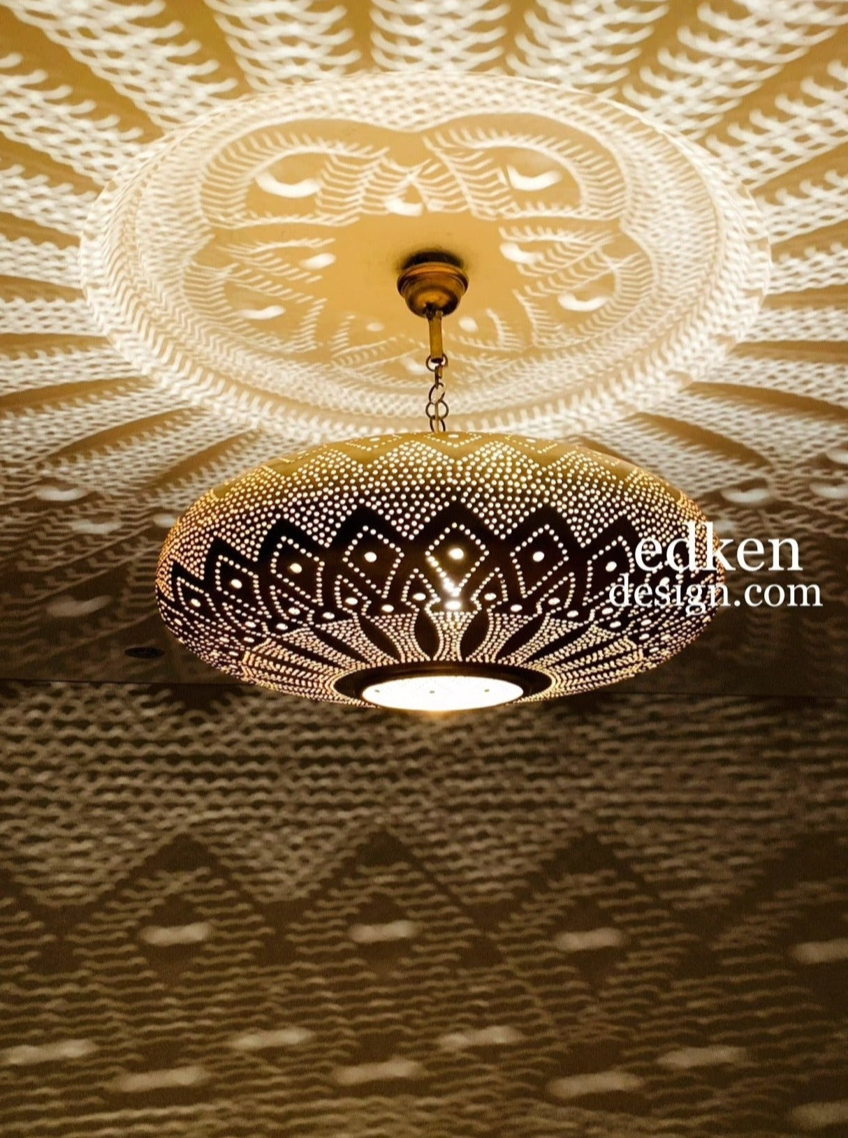 EDKEN LIGHTS - Morocco Ceiling Lamp Shades Fixture pierced Brass Lozenge Hanging Lights Handmade Brass Morocco Home Decor Lighting