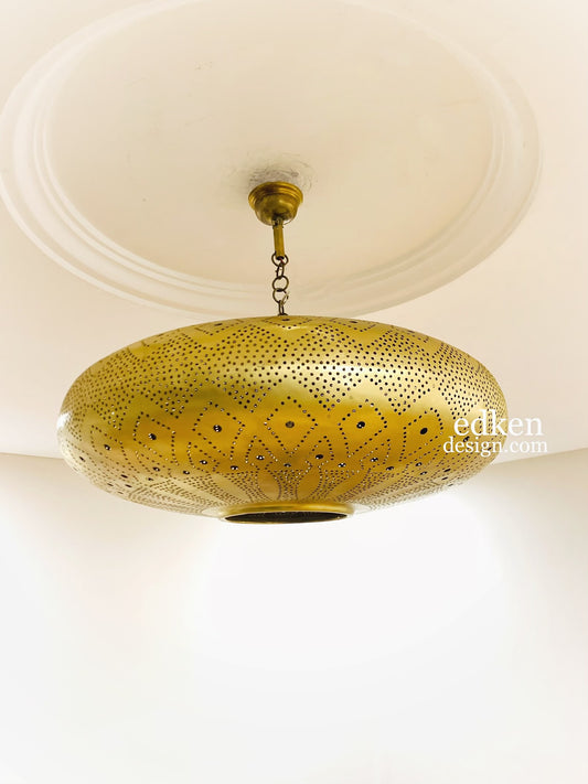 EDKEN LIGHTS - Off Morocco Ceiling Lamp Shades Fixture pierced Brass Lozenge Hanging Lights Handmade Brass Morocco Home Decor Lighting
